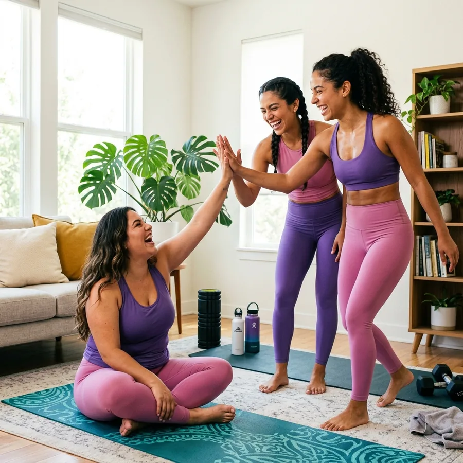 Mujeres entrenando felices en casa con el Método Movimiento